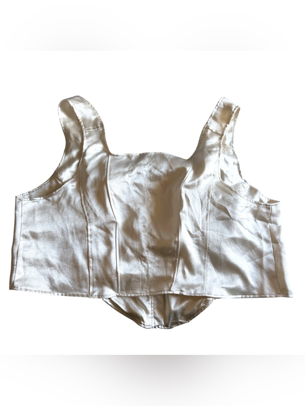 FUTURE COLLECTIVE Kahlana Barfield Satin Cream Zip-Up Corset.
Size 24W/26W - Picture 4 of 15